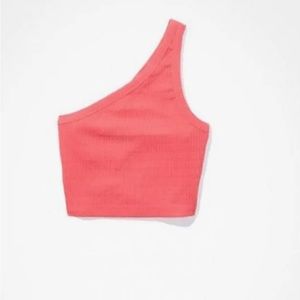 American Eagle Outfitters One Strap Crop Top hot pink size small